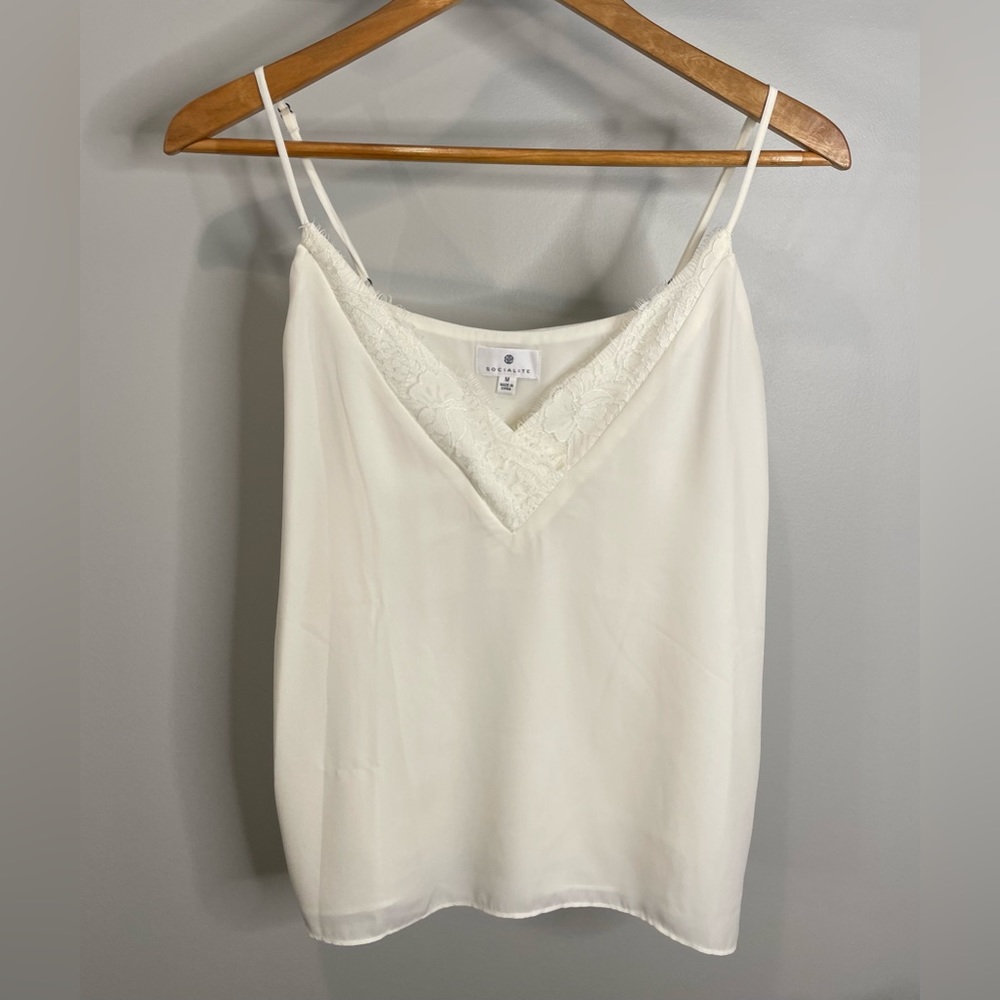 Socialite cami with lace v-neck